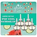Glade PlugIns Refills Air Freshener, Scented and Essential Oils for Home and Bathroom, Stay Cool Watermelon, 3.35 Fl Oz, 5 Count