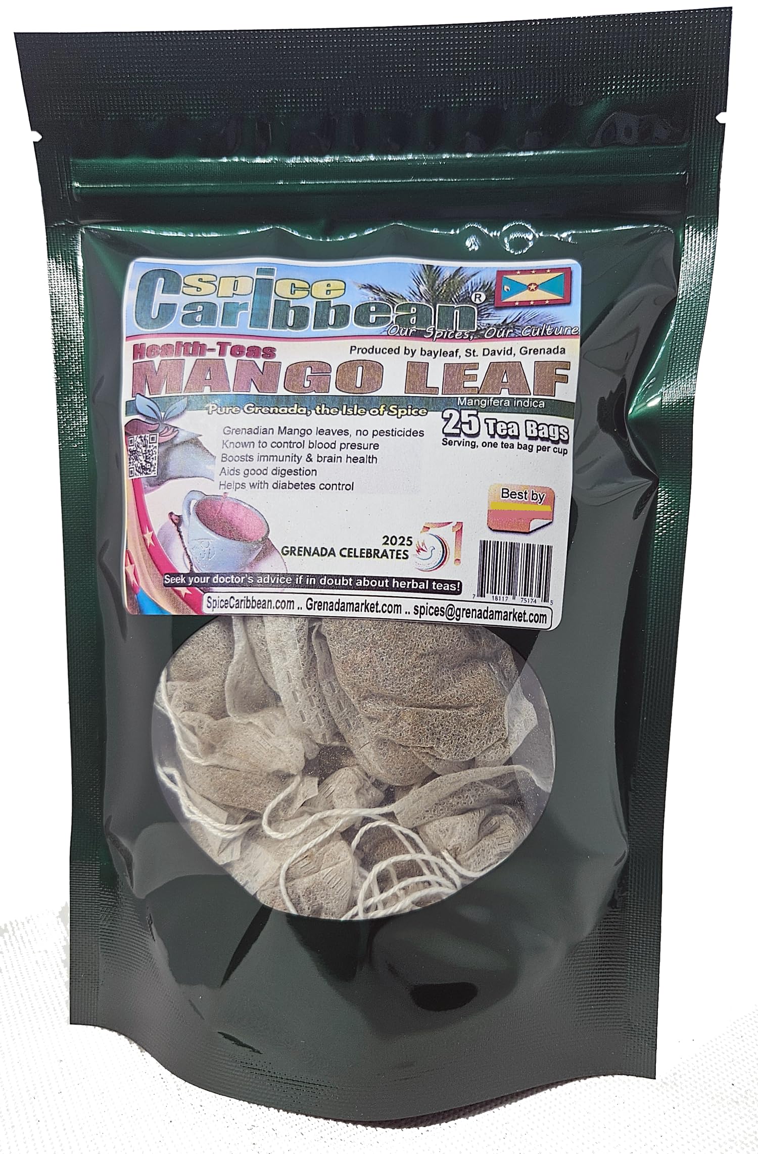 MANGO LEAF - 25 Tea Bags (ORGANIC loose Leaf Tea) - Product of Grenada, Caribbean