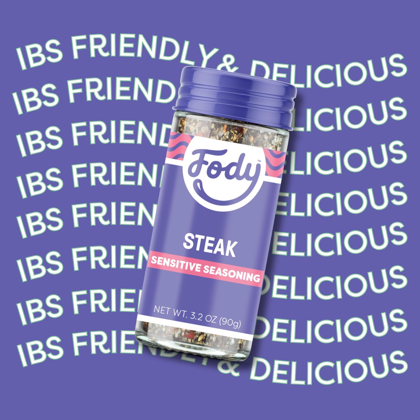 Fody Foods Steak Seasoning, 3.2 Oz, Garlic and Onion Free, Low FODMAP Certified, Gut & IBS Friendly, Vegan, Non-GMO, Gluten Free, Keto Friendly, Great