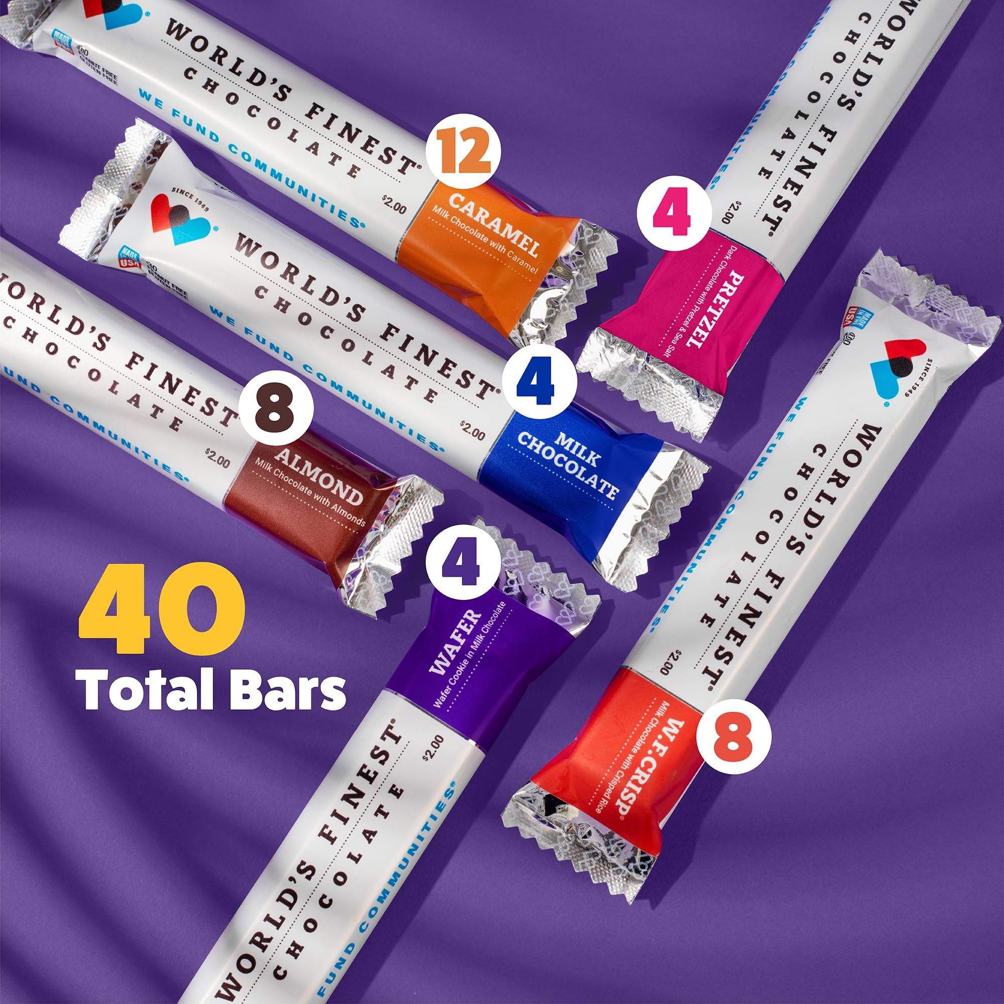 World's Finest® Chocolate - 40 Candy Bar - Fundraising Chocolate Variety Pack