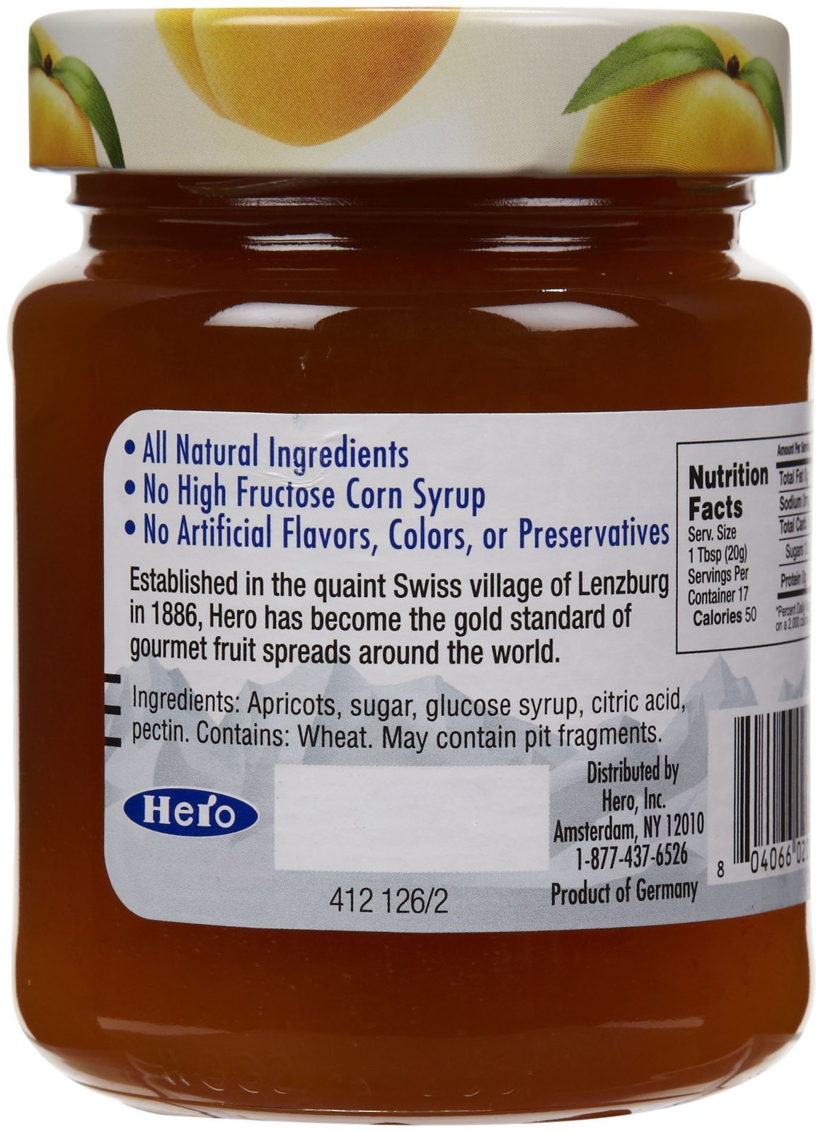 Hero Apricot Fruit Spread, 12 oz