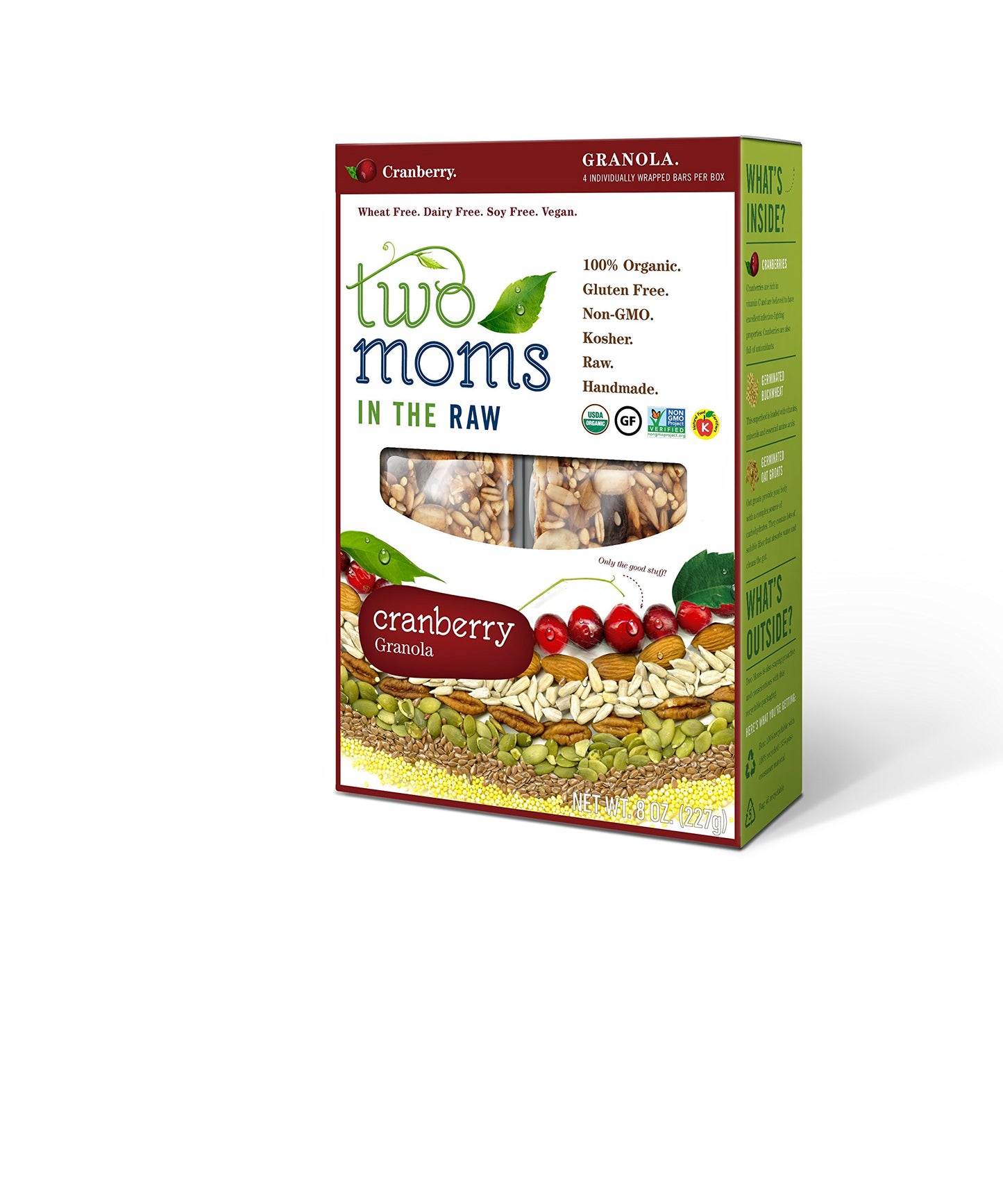 Two Moms Organic Granola Bars, Cranberry, 8 Ounce