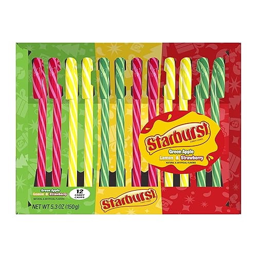 Starburst Assorted Candy Canes 5.3 oz. Box - Case of 12