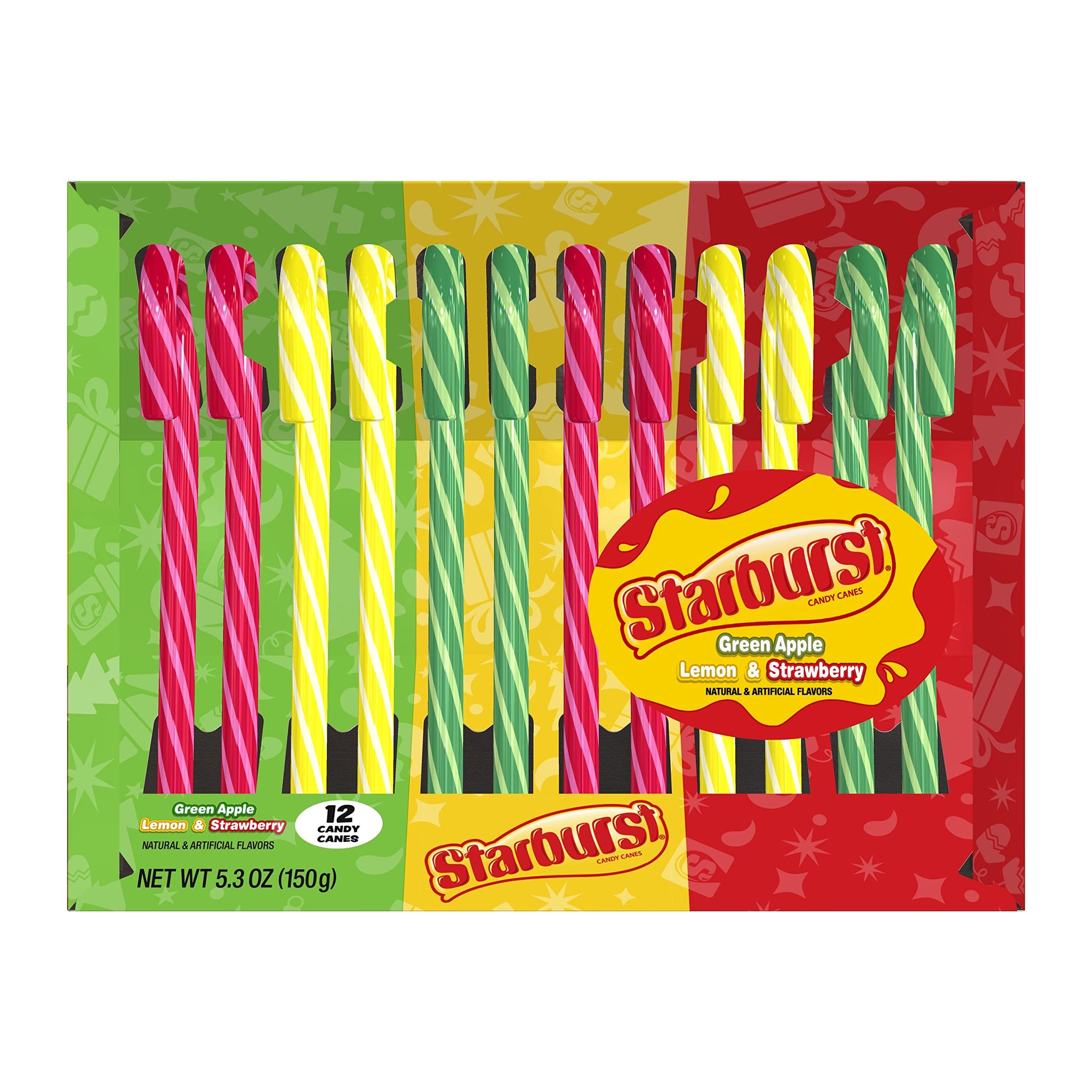 Starburst Assorted Candy Canes 5.3 oz. Box - Case of 12