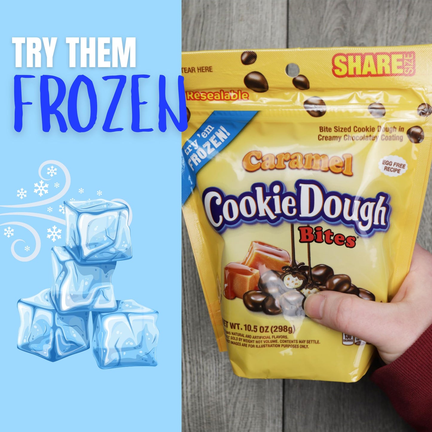 Bulk Caramel Cookie Dough Bites, Milk Chocolate Covered Candy, Resealable Share Size Bag, 10.5 Ounces (Pack of 2)