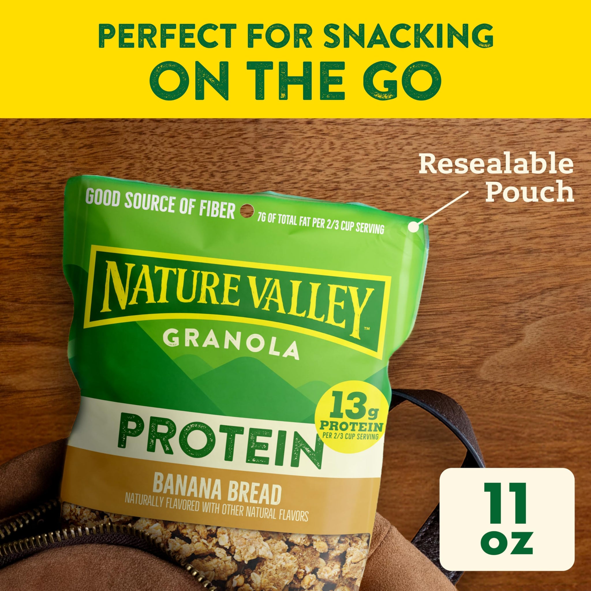 Nature Valley Protein Granola, Banana Bread Flavor, Resealable Snack Pouch, 11 oz