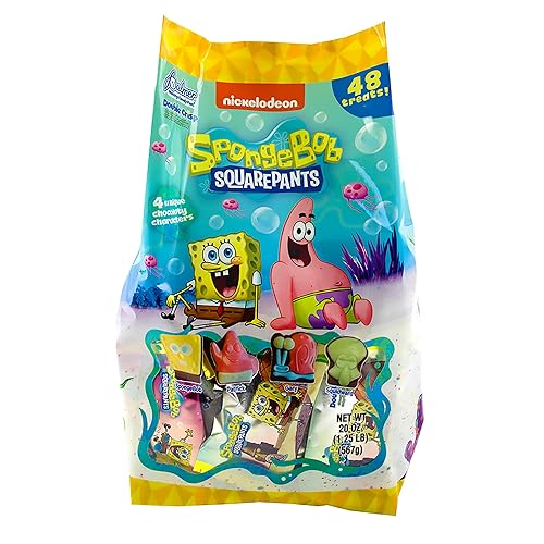 R. M. Palmer Milk Chocolate SpongeBob SquarePants Mini Cartoon Characters, Crisp and Crunchy Candy, Individually Wrapped, Making Candy Fun Since 1948