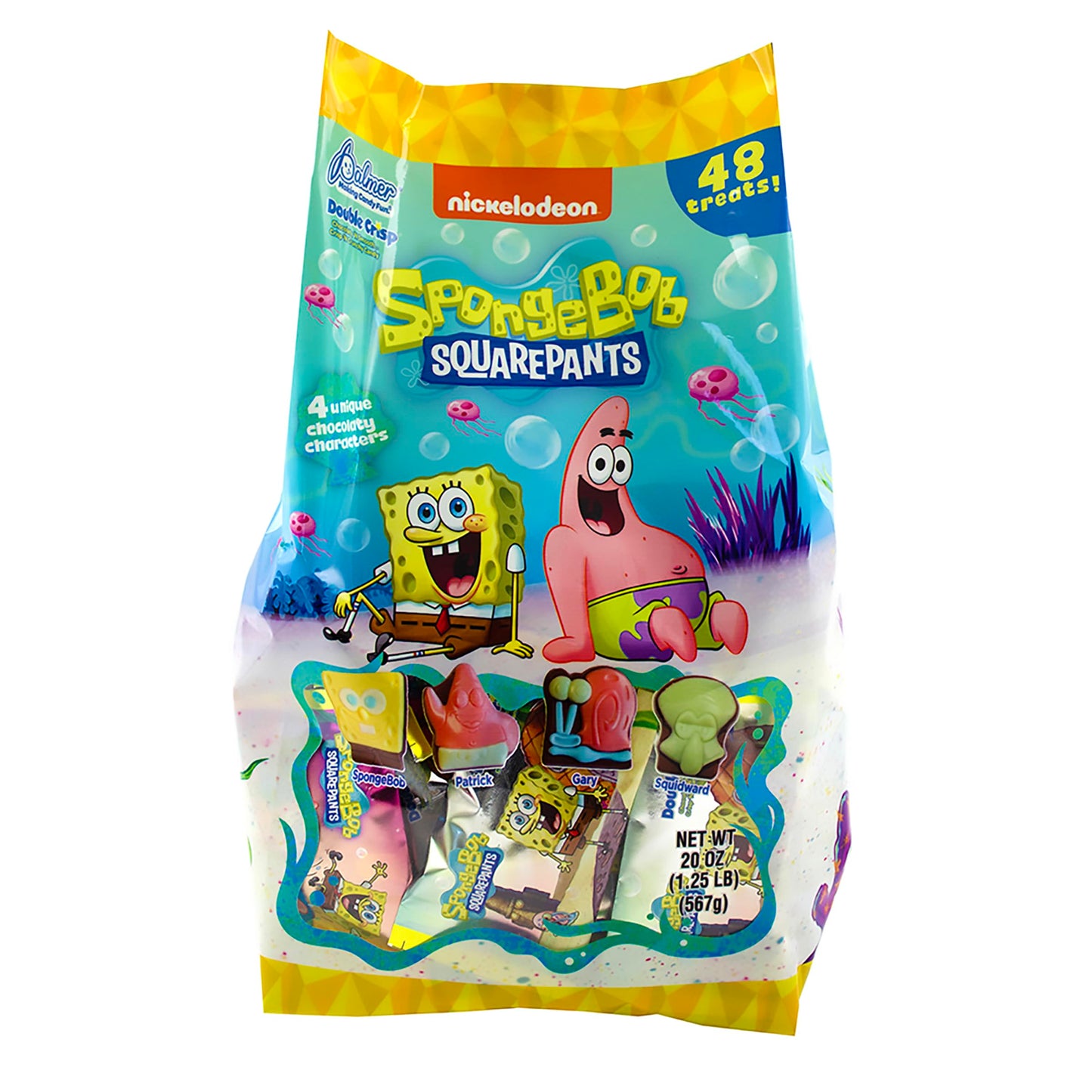 R. M. Palmer Milk Chocolate SpongeBob SquarePants Mini Cartoon Characters, Crisp and Crunchy Candy, Individually Wrapped, Making Candy Fun Since 1948