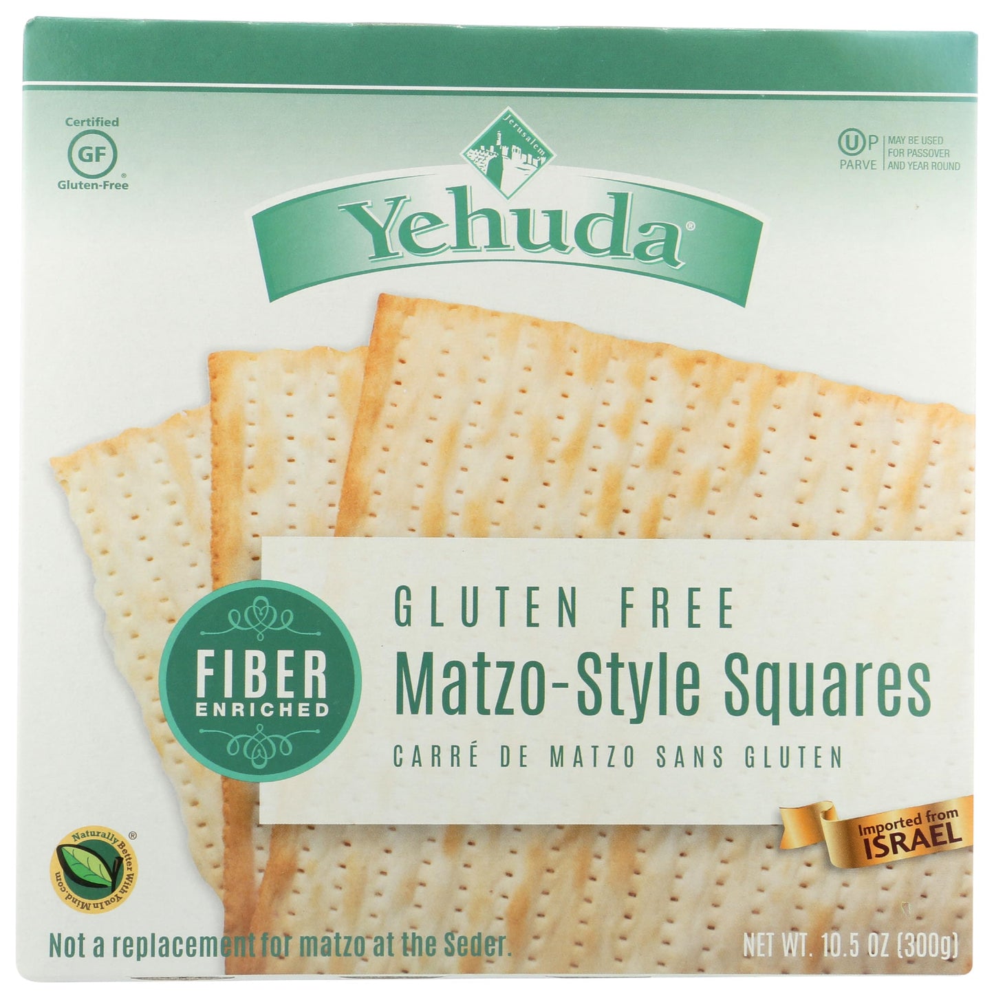 Yehuda Gluten Free High Fiber Matzo Style Squares, 10.5 Ounce