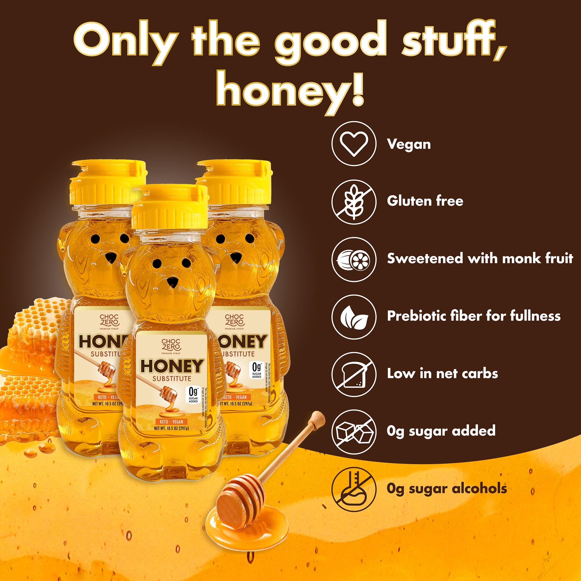 ChocZero Sugar-Free Honey Substitute - 1:1 Natural Honey Equivalent, Keto & Vegan Friendly, 10.5 oz Bottle