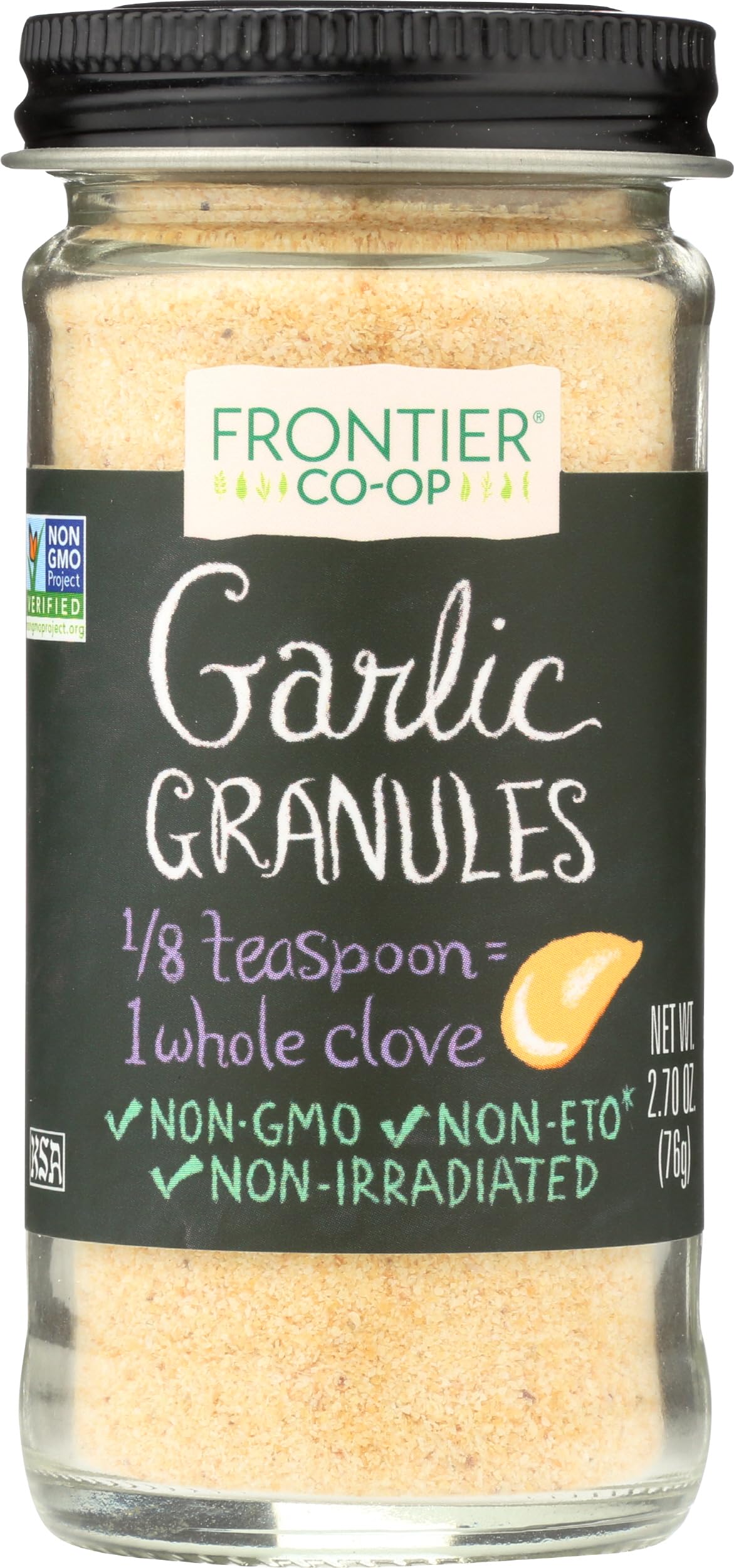 Frontier Co-op Garlic Granules 2.70 oz - Aromatic and Flavorful Kosher Garlic, Great for Savory Dishes