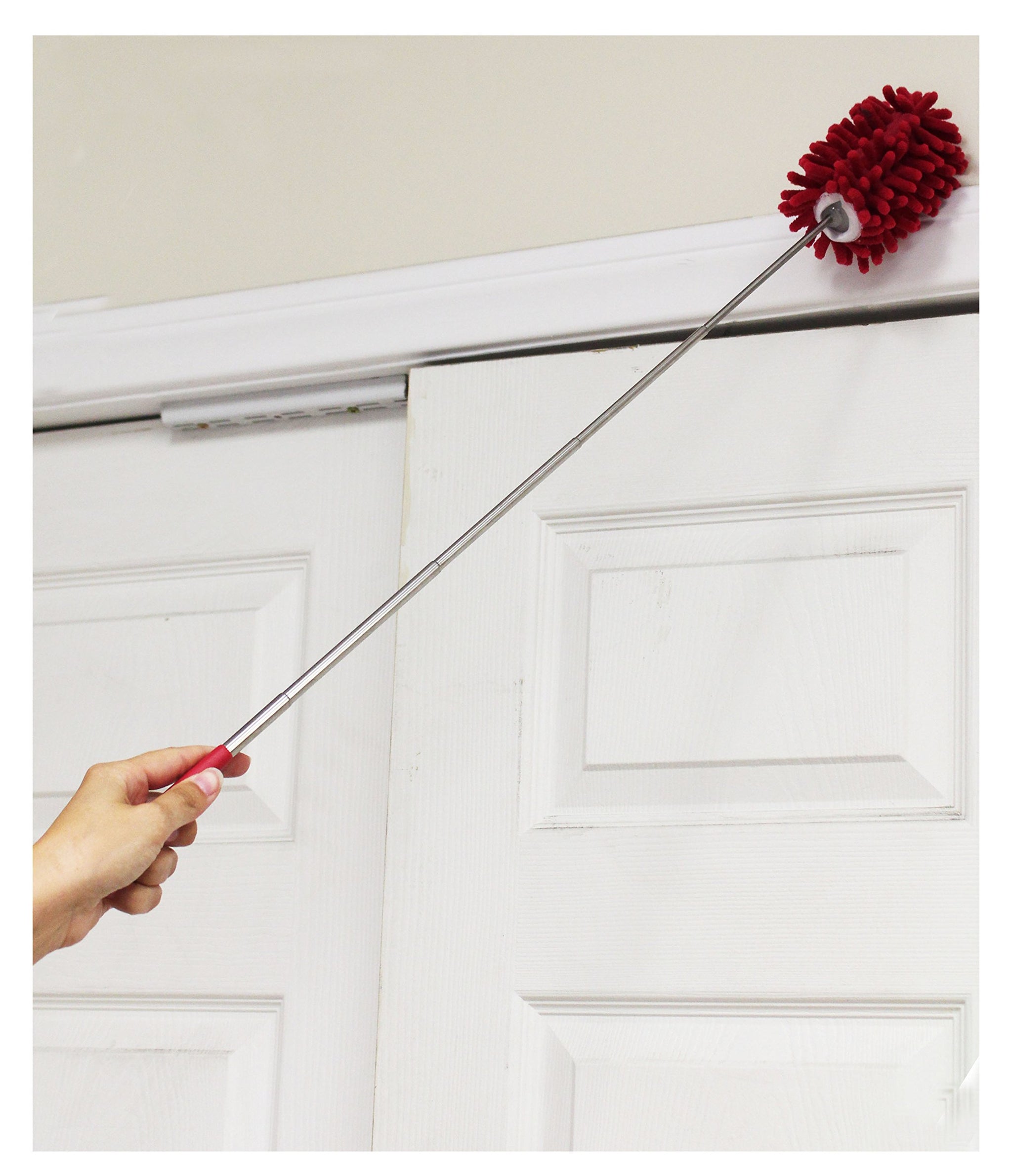 DAB Extendable Microfiber Duster with Rubberized Handle | 10"-28" (25.4 cm-71.1 cm) Adjustable Length | Lightweight| Scratch-Free | Washable | Great