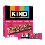 KIND Healthy Snacks Bars, Dark Chocolate Raspberry Pumpkin Seed, Gluten Free, High Fiber Snacks, 5g Protein, 6 Count