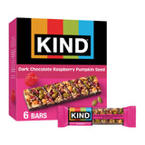 KIND Healthy Snacks Bars, Dark Chocolate Raspberry Pumpkin Seed, Gluten Free, High Fiber Snacks, 5g Protein, 6 Count