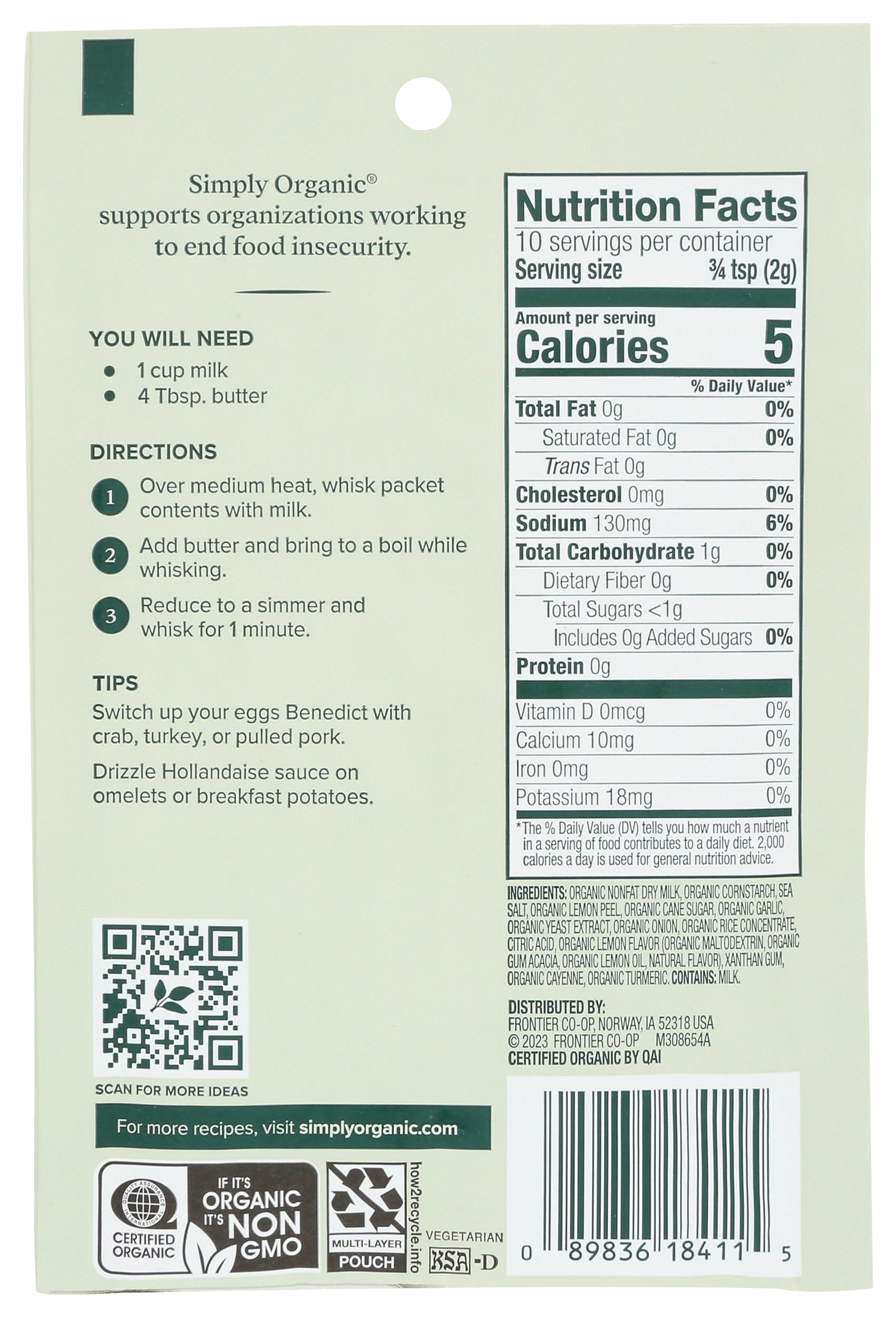 Simply Organic Organic Hollandaise Sauce Mix, 0.74 OZ