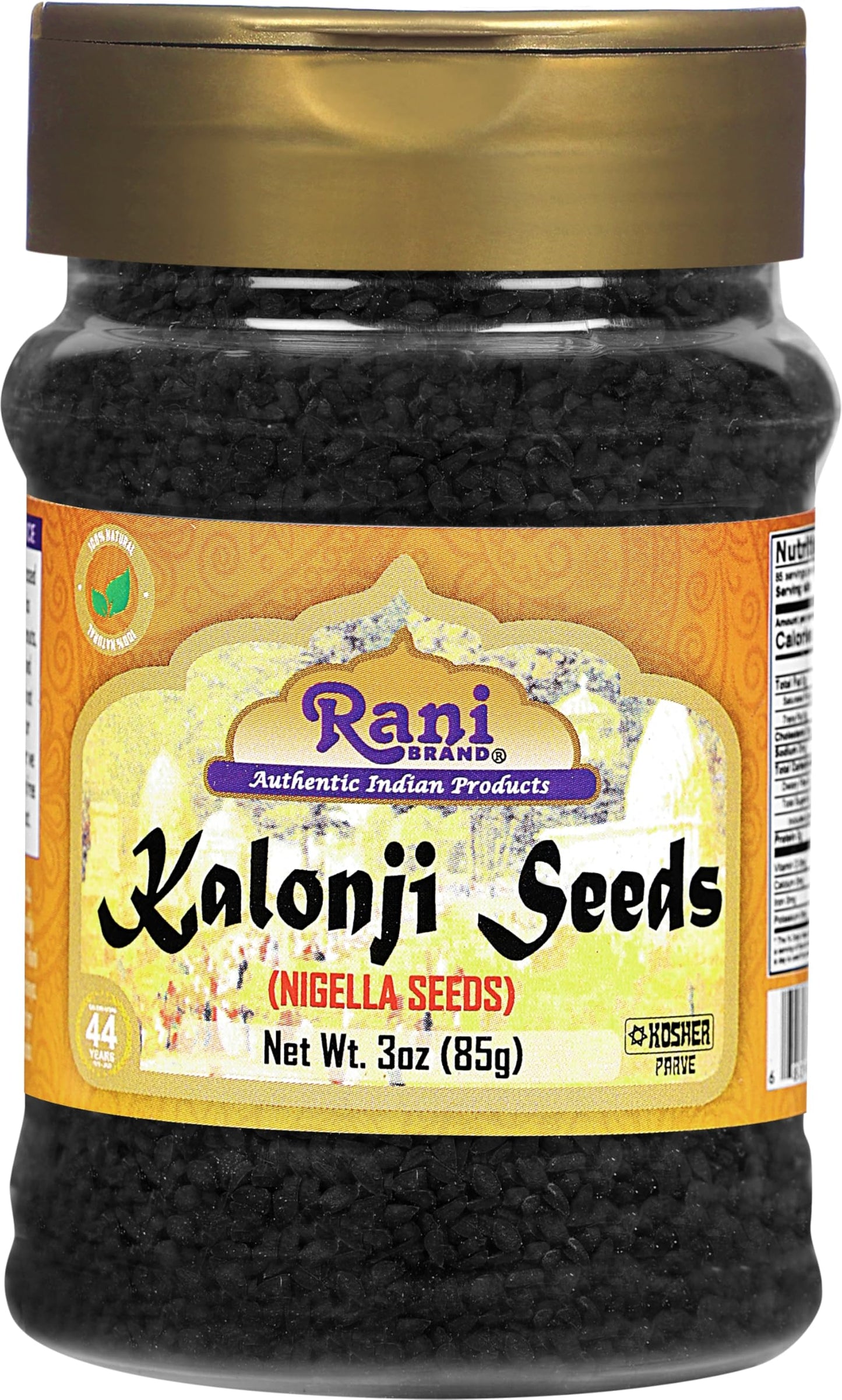 Rani Kalonji (Black Seed, Nigella Sativa, Black Cumin) Seeds 3oz (85g) PET Jar ~ All Natural | Gluten Friendly | NON-GMO | Kosher | Vegan | Indian