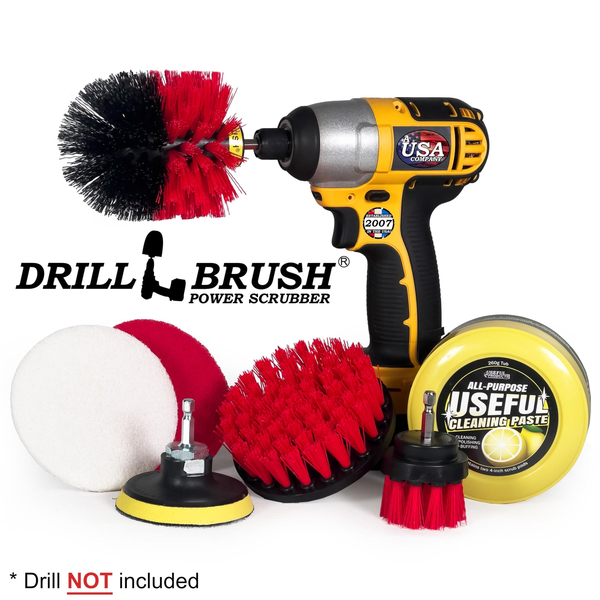 Heavy Duty Nylon Bristle Brush Cleaning Supplies with All Purpose Cleaner Paste, Lemon Lime Scented - Ideal for Deck, Patio, Home Siding, Outdoor