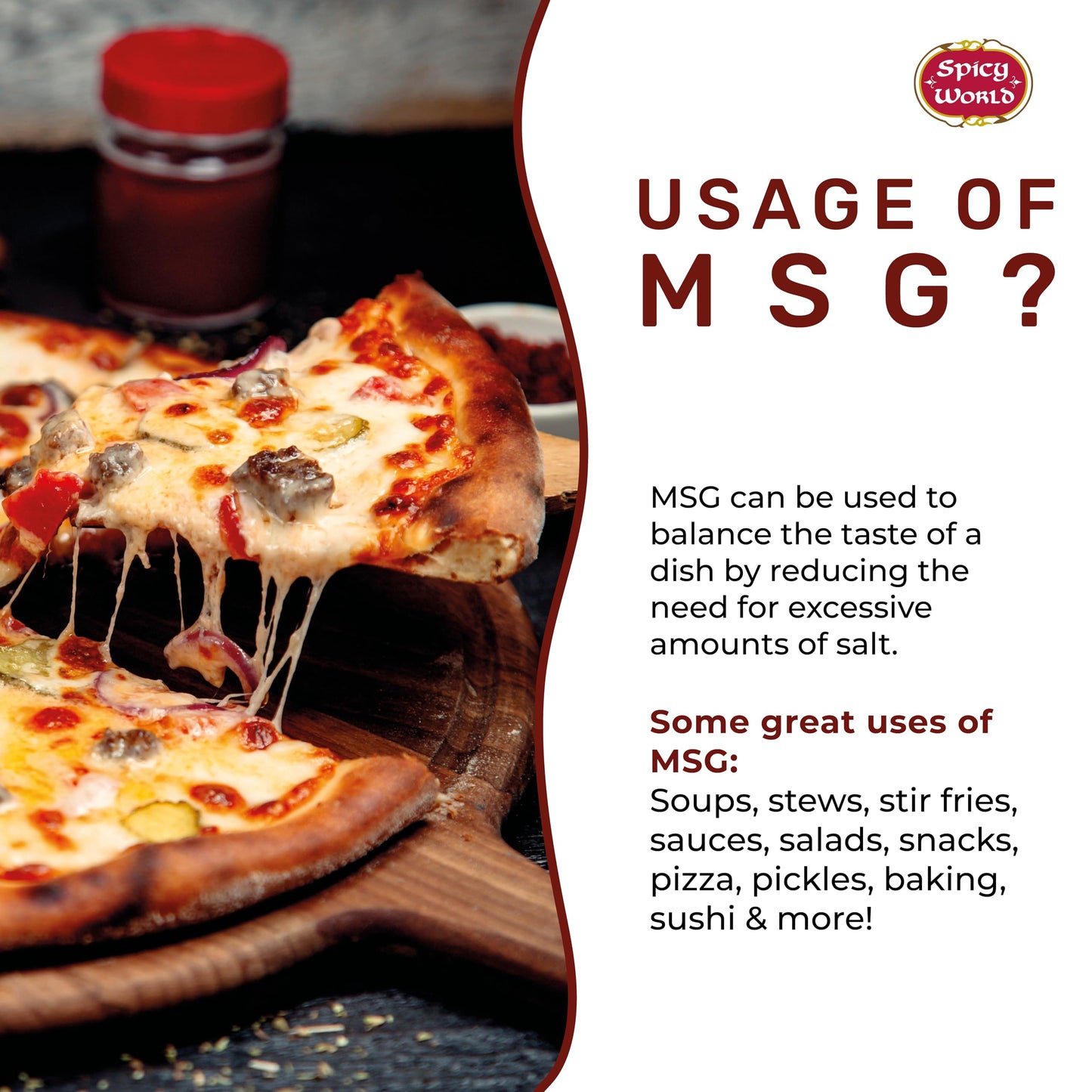 Monosodium Glutamate (MSG) 8 LB Bulk Jar - MSG Seasoning, Premium, Restaurant Grade Flavor Enhancer, Umami Seasoning - By Spicy World