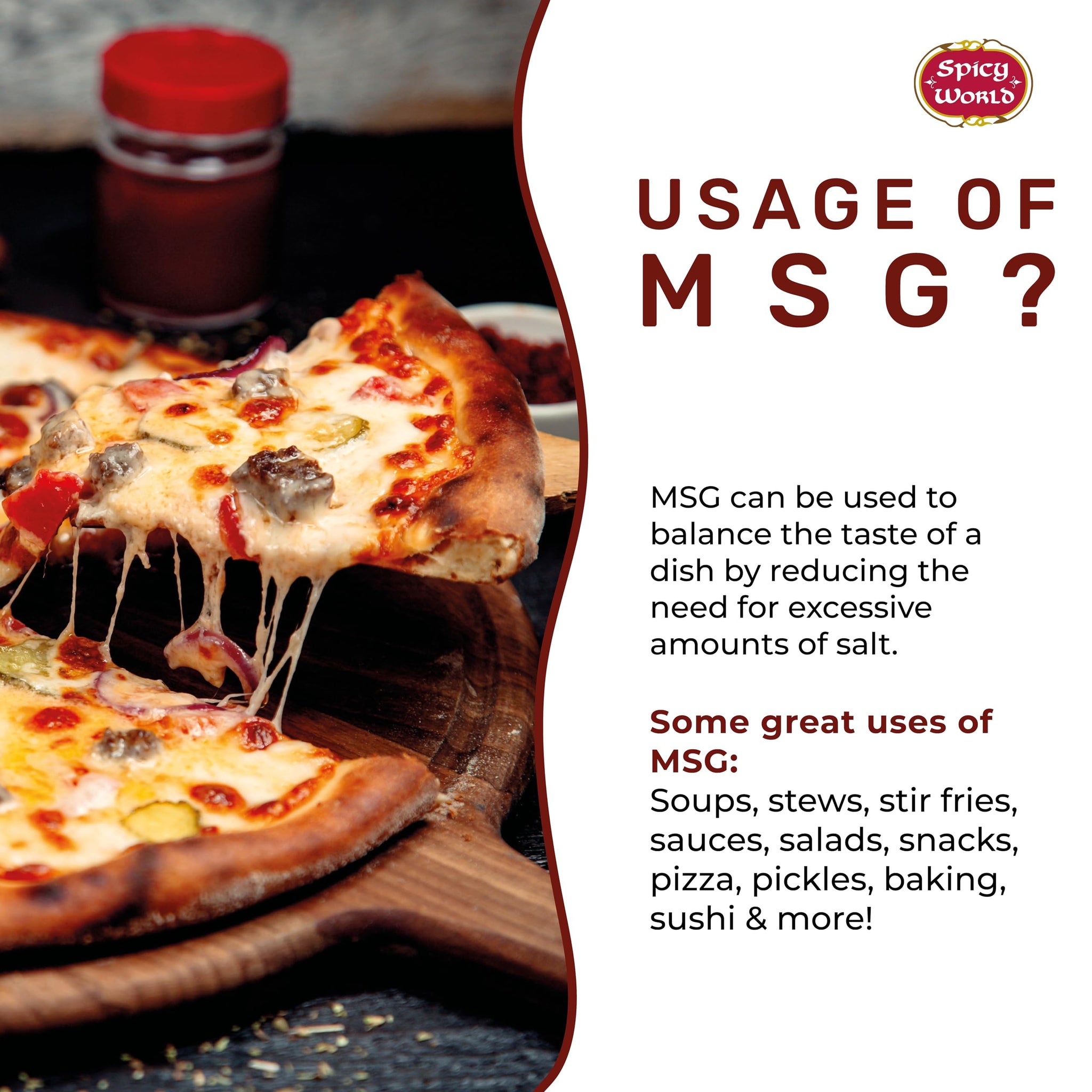 Monosodium Glutamate (MSG) 8 LB Bulk Jar - MSG Seasoning, Premium, Restaurant Grade Flavor Enhancer, Umami Seasoning - By Spicy World