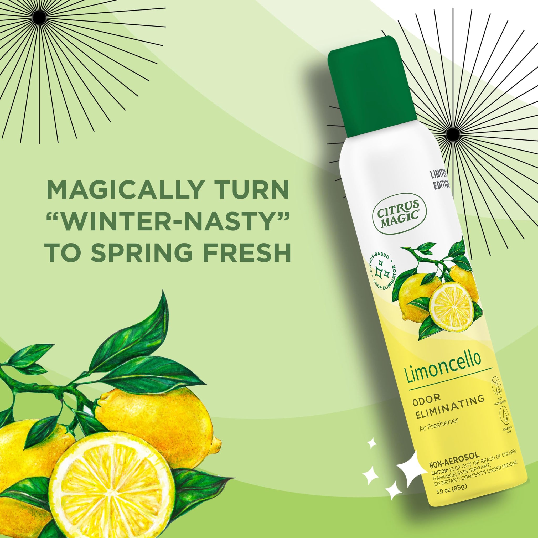 Citrus Magic Limited Edition Odor Eliminating Air Freshener Spray, Limoncello, 3-Ounce, Pack of 3