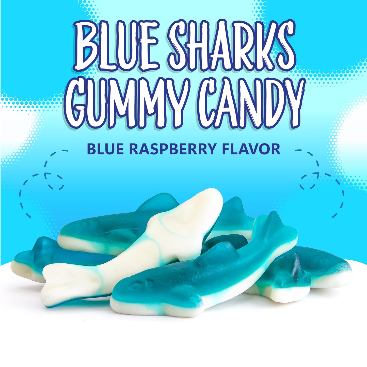 Blue Sharks Gummy Candy |2-Pound Bag | Made with Real Fruit Juice