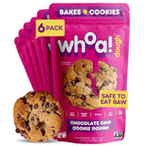 Whoa Dough Ready to Bake Cookie Dough Chocolate Chip - Certified Non-GMO, Kosher, Gluten Free - Plant-Based Snack Dough Made with Real Ingredients - 6 Pack