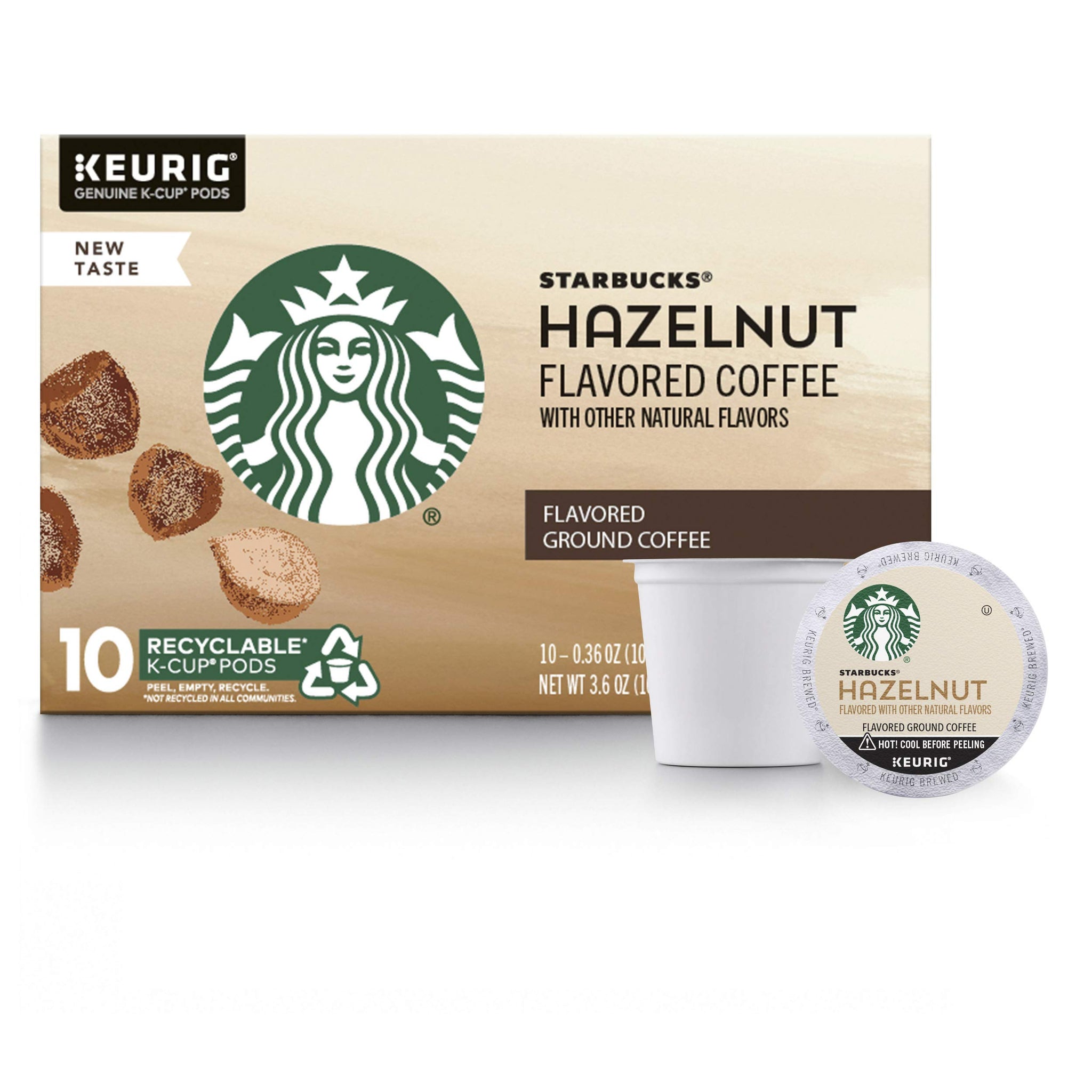 Starbucks Flavored K-Cup Coffee Pods - Hazelnut for Keurig Brewers - 1 box (10 pods)