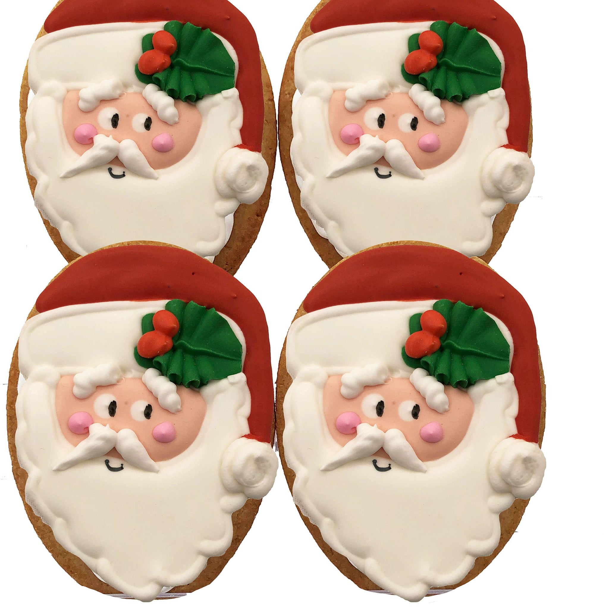 Santa Claus Christmas Cookie- 6 Decorated Shortbread Cookies Individually Wrapped With Bow by BakersDozenToGo (6)