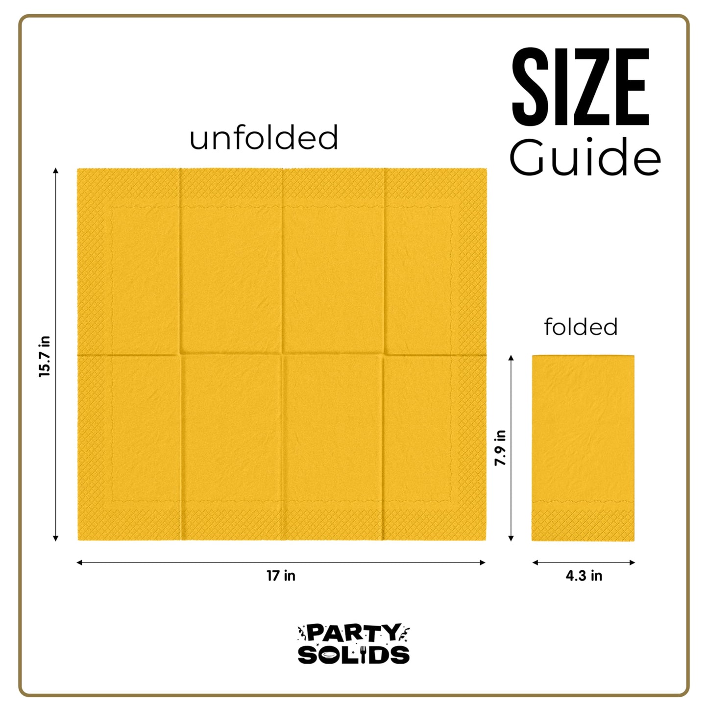 Party Solids Yellow Dinner Napkins Disposable 8" x 4" Folded - 40 Pcs 2 Ply Yellow Napkins Disposable Paper Guest Towels for Bathrooms, Dinners