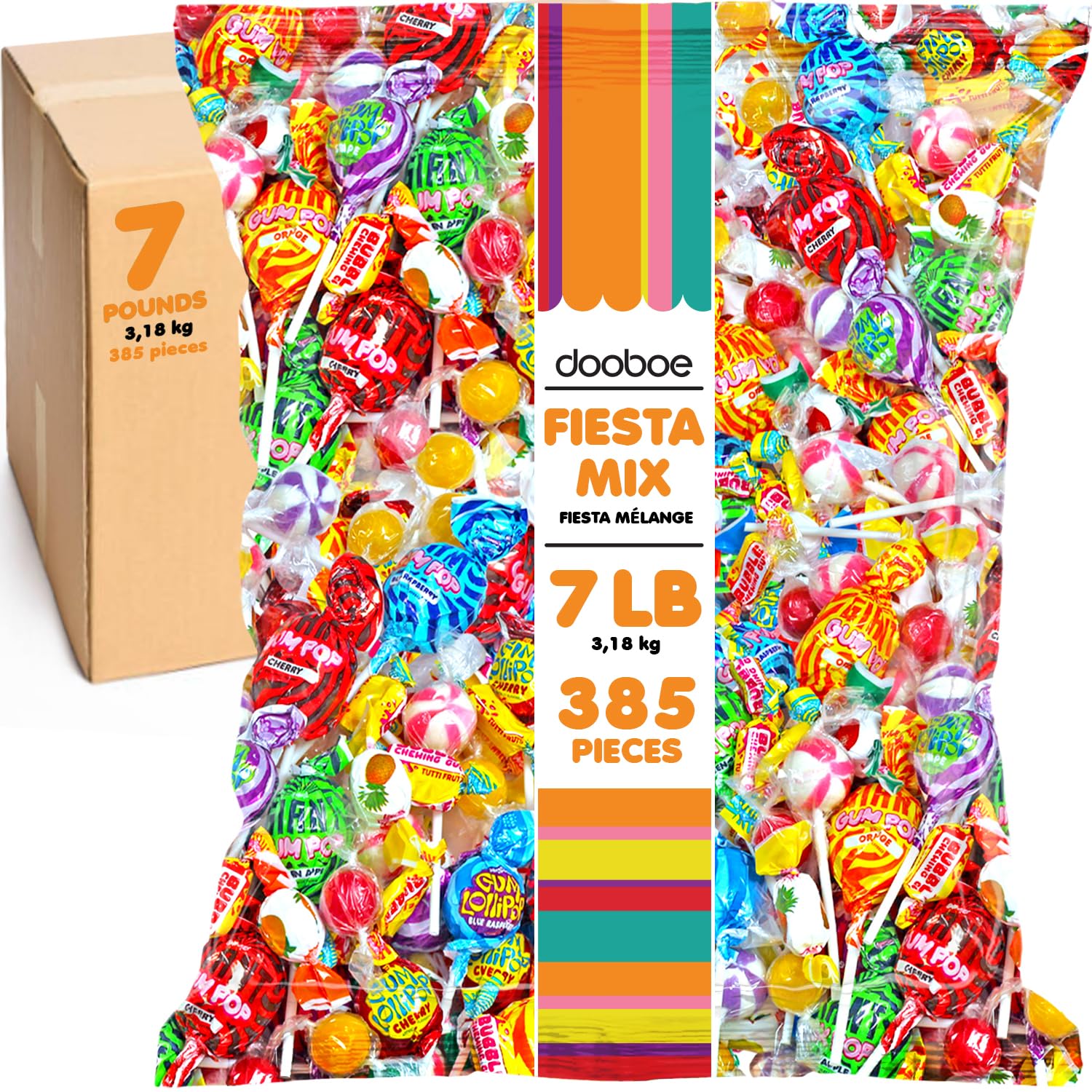 Cinco De Mayo Candies - 7 LB Pinata Candy Mix - Approx. 385 Pieces - Individually Wrapped Bulk Favor Assortment for Parties, Parades, Birthdays