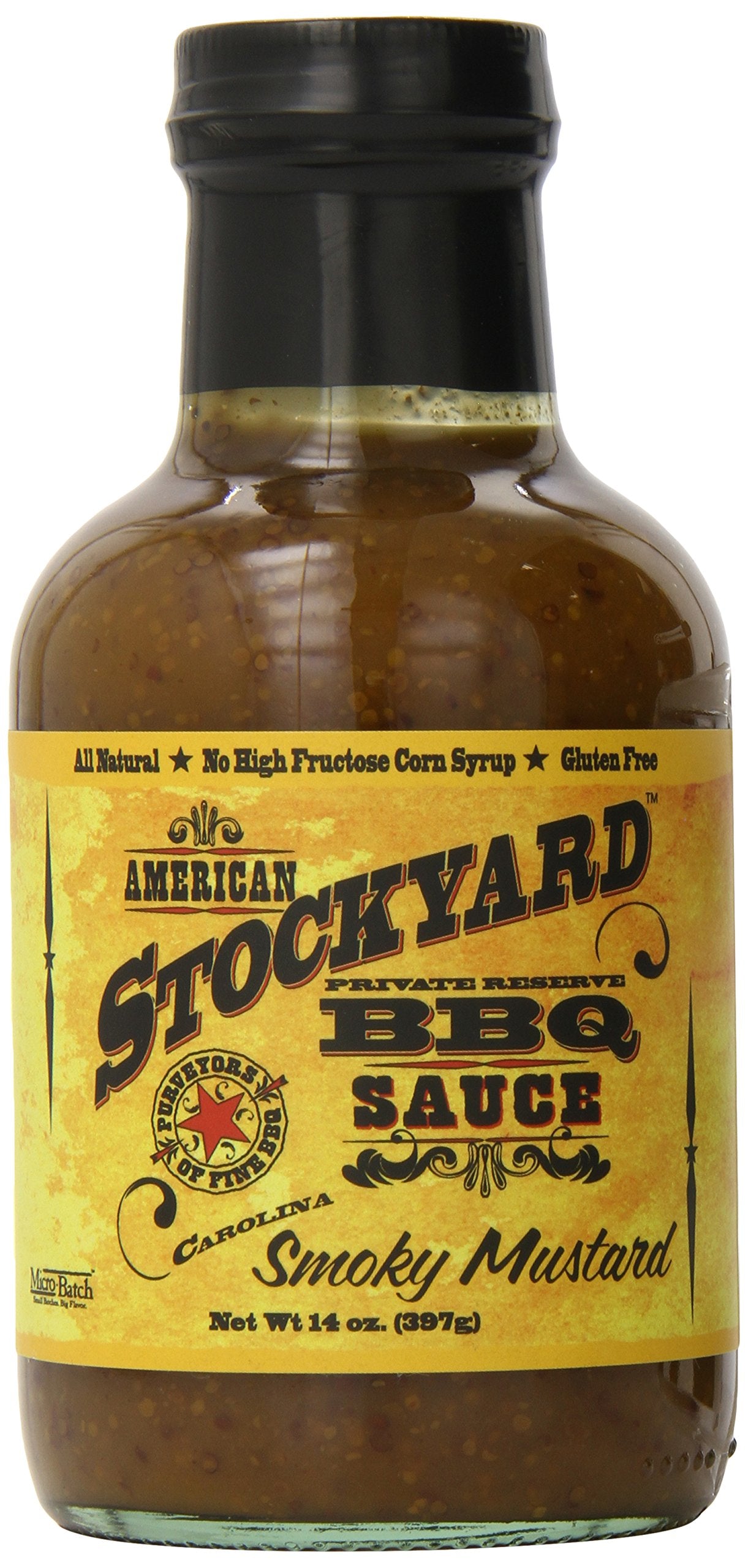 American Stockyard - Organic Smoky Mustard BBQ Sauce - Made in USA - 14oz Bottle - Family Friendly - Handcrafted in Small Batches with All Natural