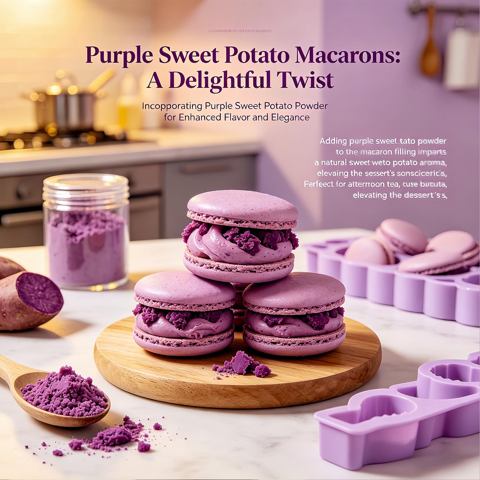 12oz Purple Sweet Potato Powder, Pure Ube Yam Powder with Vibrant Natural Color - For Baking, Smoothies, Lattes, Drinks & Recipes - Resealable