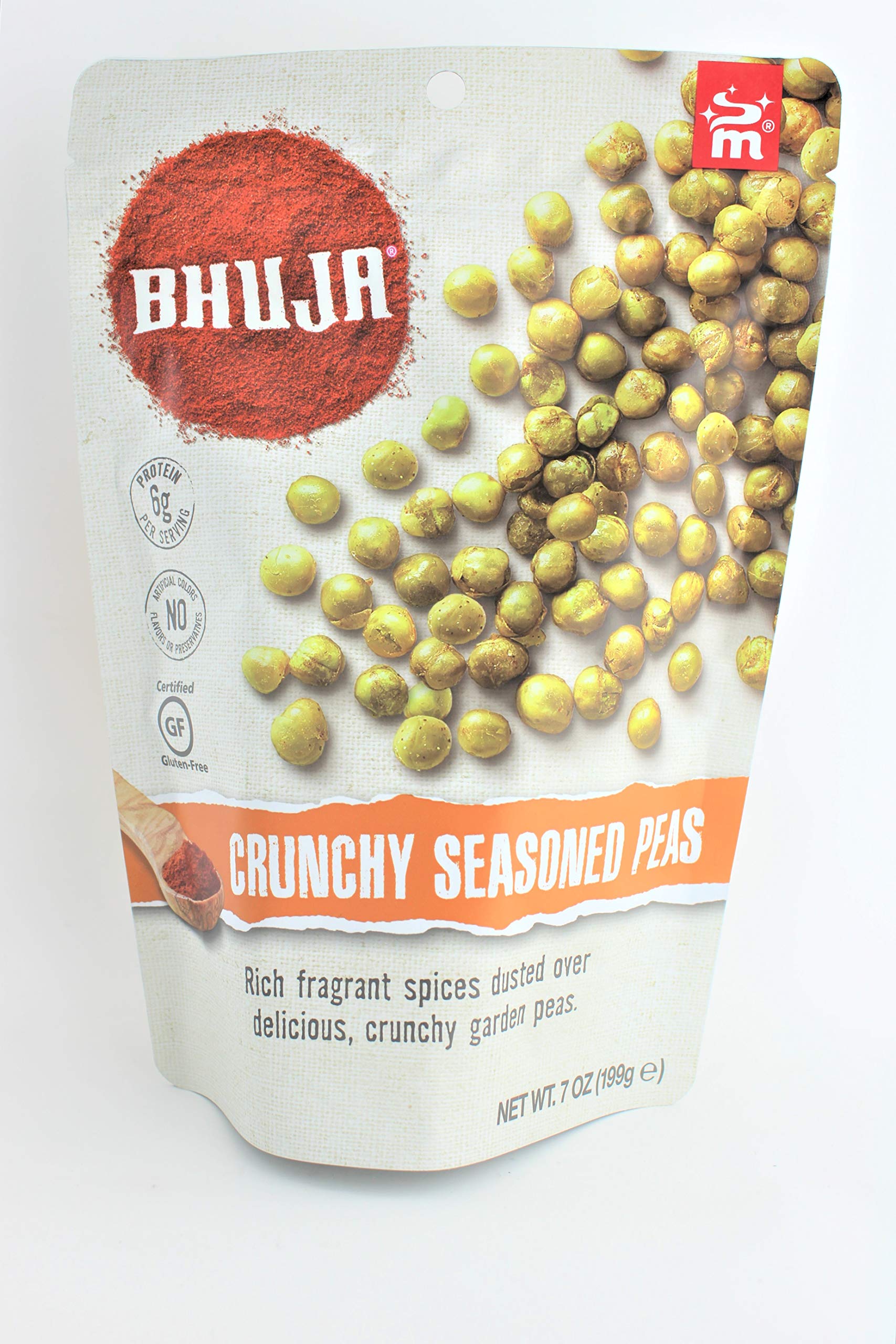 Bhuja Snacks - Crunchy Seasoned Peas - Case of 6 - 7 oz.