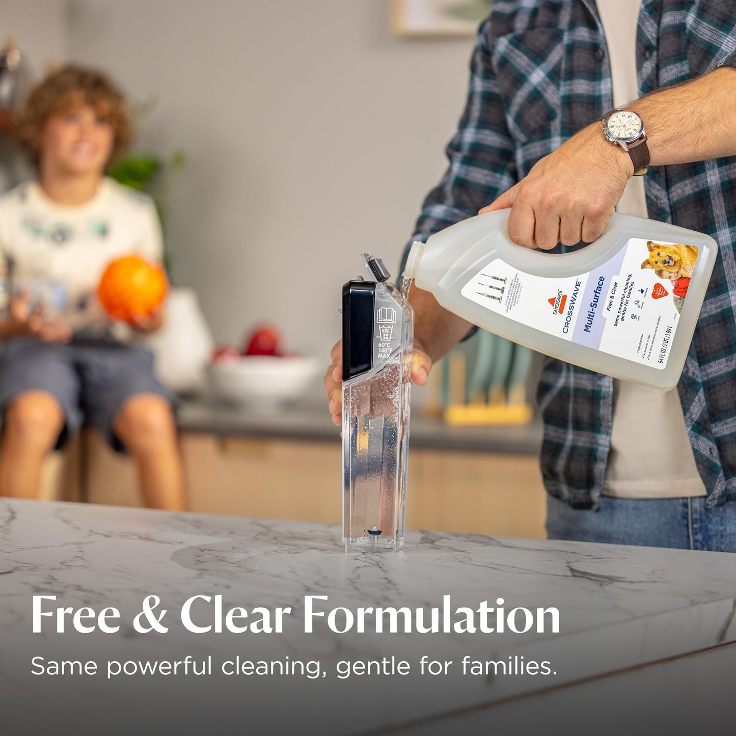 Bissell Multi?Surface Free & Clear Floor Cleaning Solution, 64 oz - Fragrance?Free Cleaner for Sealed Hard Floors & Area Rugs, Safe for Kids & Pets