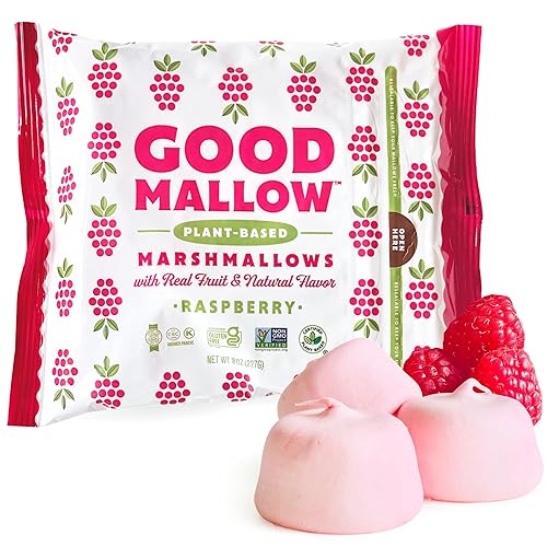 GoodMallow Vegan Marshmallows - Large Kosher Halal Gluten Free Dairy Free Healthy- Natural Gelatin Free Marshmallows for Hot Chocolate, Smores, Baking