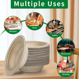 Shimglim 18oz Disposable Sturdy Paper Bowls, Microwave-Safe, Compostable Heat Resistant Soup Bowl, Biodegradable Bagasse Hot Food Plates and Bowls
