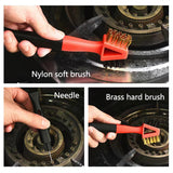 3Pcs (2 Heavy Duty Wide Using Stainless Steel Scraper and 3-in-1Kitchen Stove Cleaning Brush), Brass Brush,Wire Brush,Metal Brush,Nylon Brush, Rust