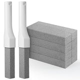 8 Pack Pumice Stone Toilet Bowl Cleaner with Long Handle - Replaceable Toilet Pumice Stone, Equipped with 2 Handles and 8 Floating Stones for Cleaning