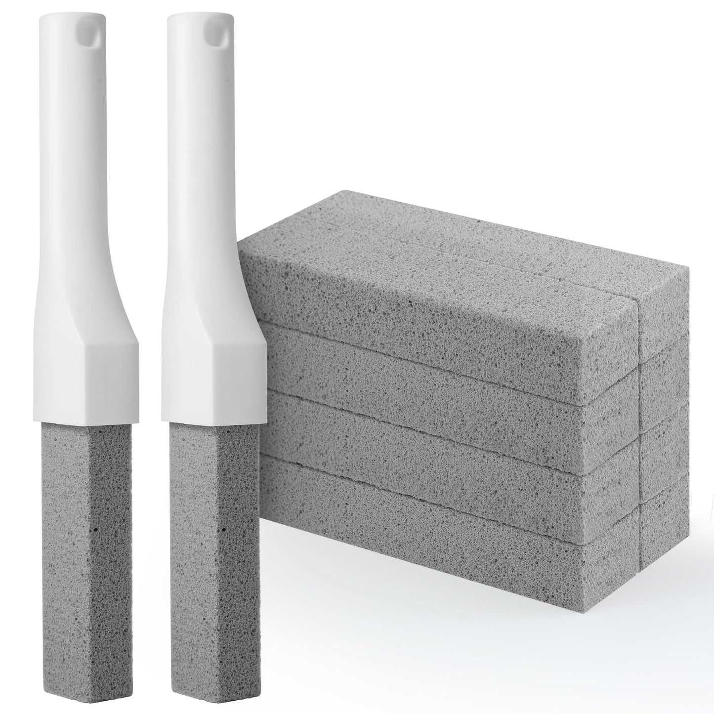 8 Pack Pumice Stone Toilet Bowl Cleaner with Long Handle - Replaceable Toilet Pumice Stone, Equipped with 2 Handles and 8 Floating Stones for Cleaning