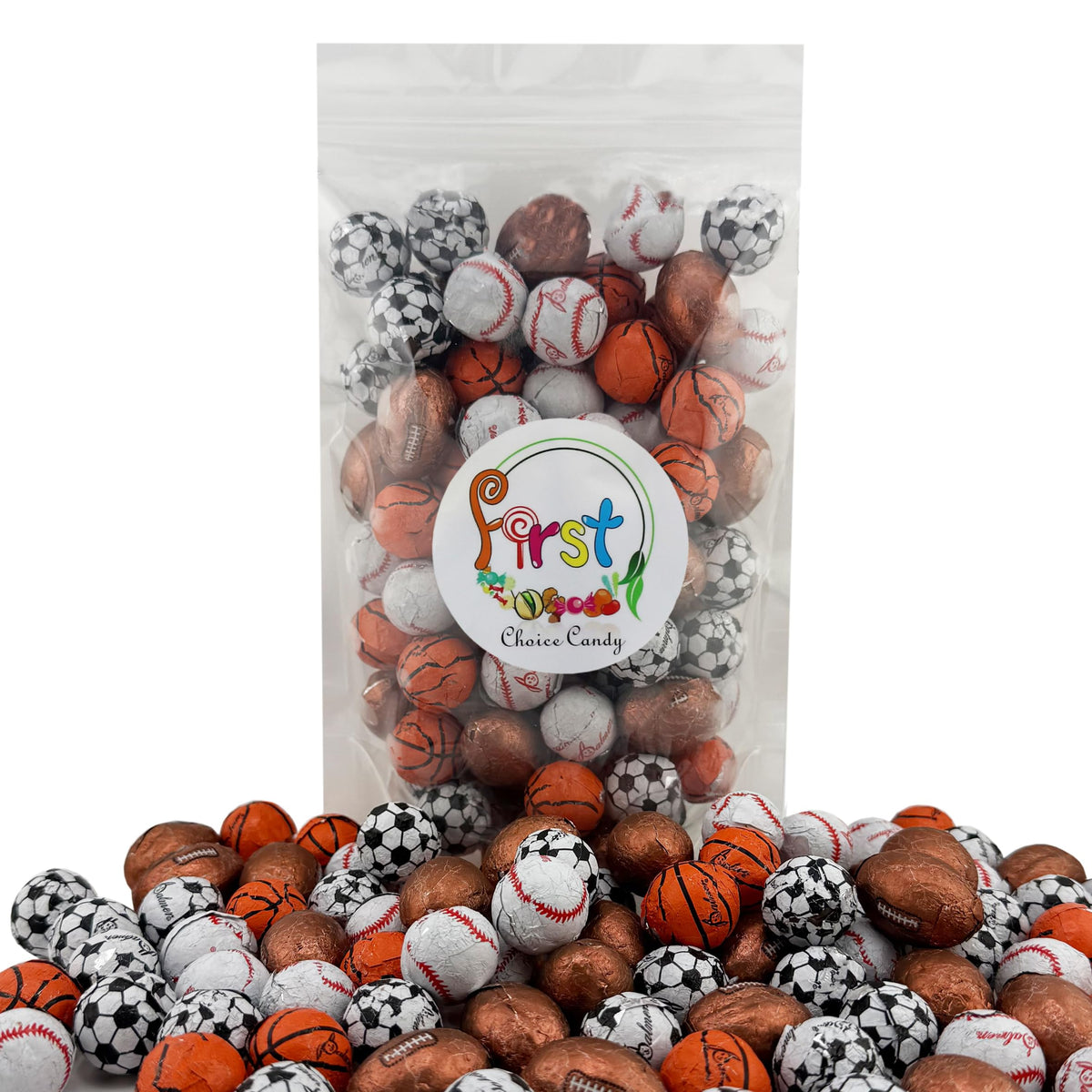 FirstChoiceCandy Milk Chocolate Foil Wrapped Balls (Assorted Sport, 2 Pound (Pack of 1))