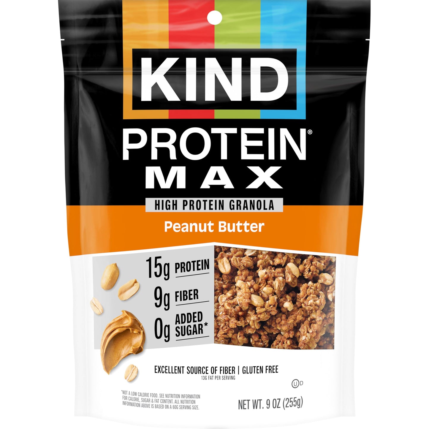 KIND Protein MAX Granola, Peanut Butter, Gluten Free, High Protein, Keto Snacks, 15g Protein, 9oz, 1 Count