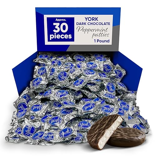 York Dark Chocolate Covered Peppermint Patties - 1 Pound Perfect As Christmas Candy and Holiday Snacks - Dark Chocolate Candy Filled Peppermint Candy