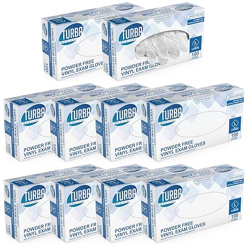 TURBA Clear Latex-Free Disposable Gloves - Single-Use Powder-Free Vinyl Gloves - Non-Latex Gloves for Cooking & Cleaning (1000, Small)