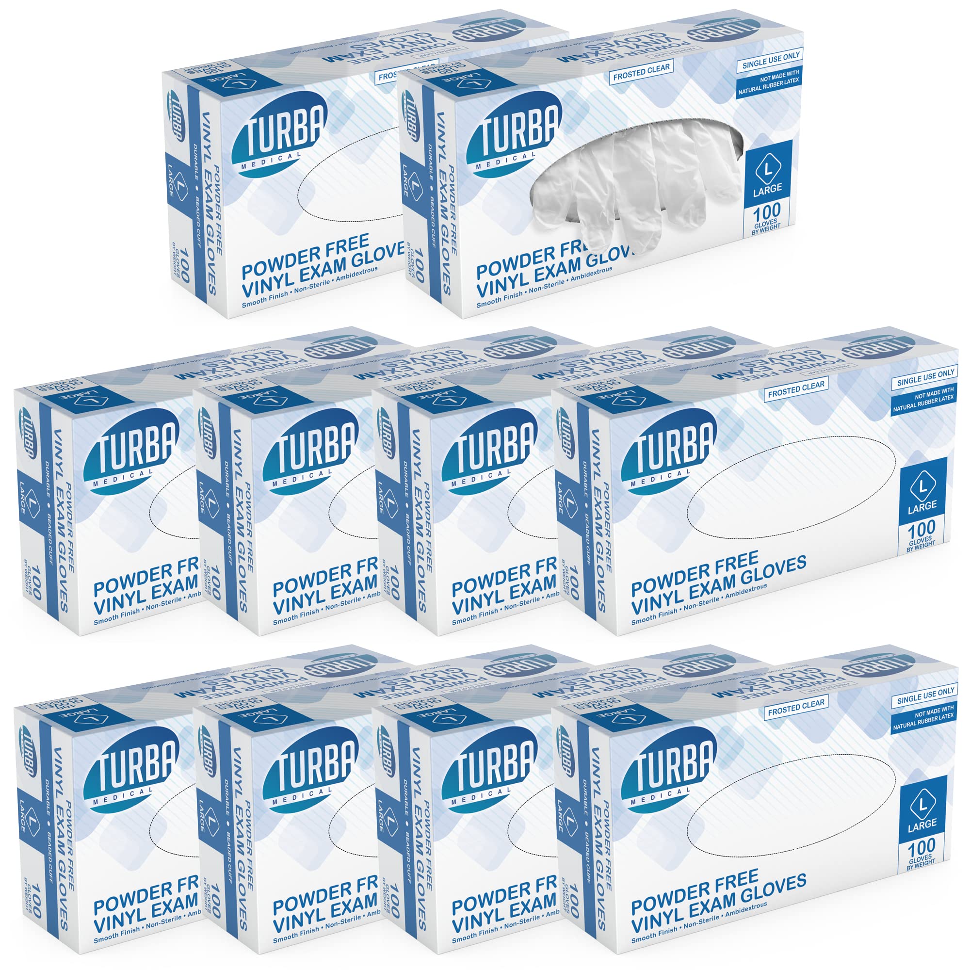 TURBA Clear Latex-Free Disposable Gloves - Single-Use Powder-Free Vinyl Gloves - Non-Latex Gloves for Cooking & Cleaning (1000, Small)