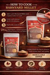 Rigel Spices Barnyard Millet | 2lbs resealable pack | Kuthiraivali | Non GMO | Gluten Free | Rich in fiber