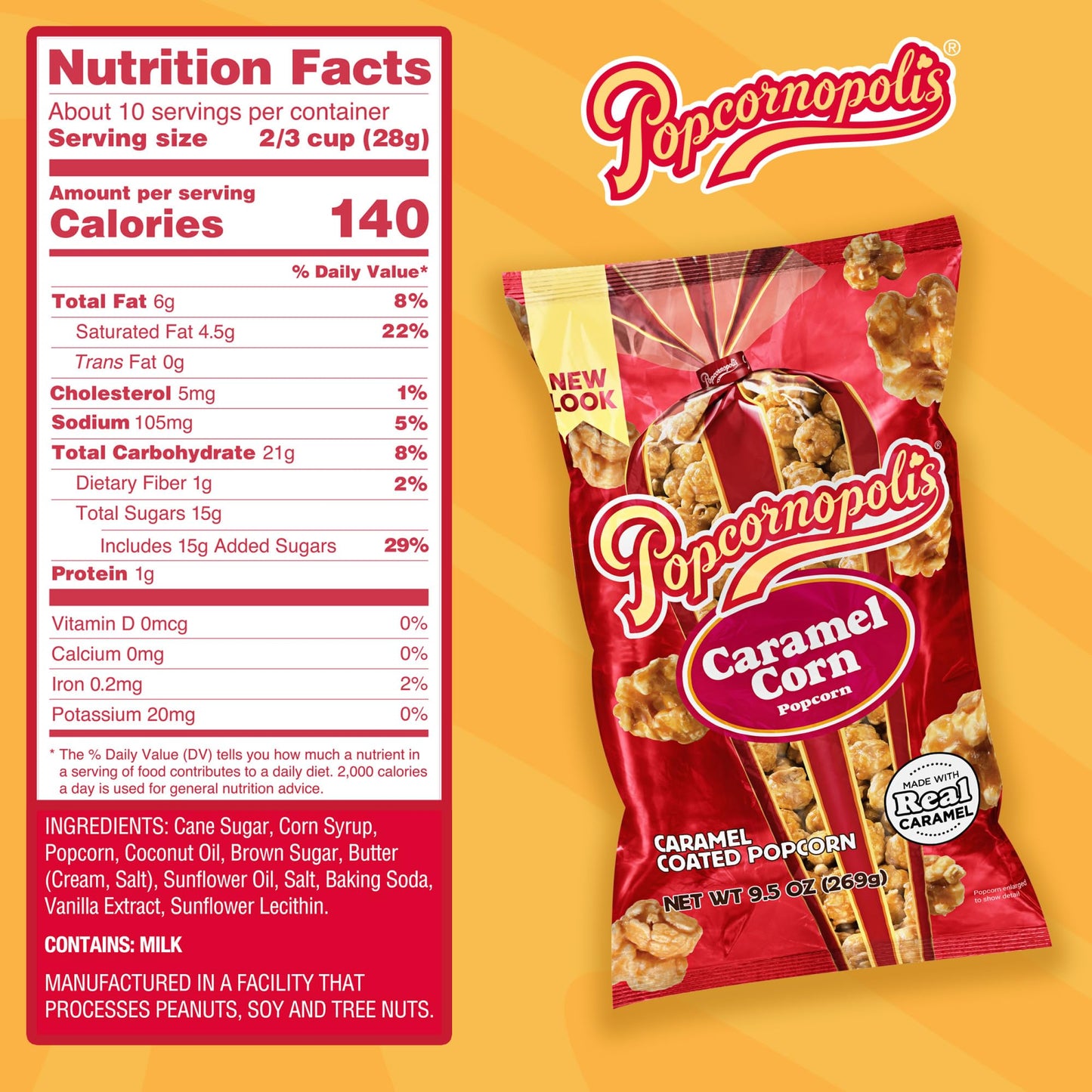 Popcornopolis Caramel Popcorn, Sweet Gourmet Indulgent Sharing Size Treat