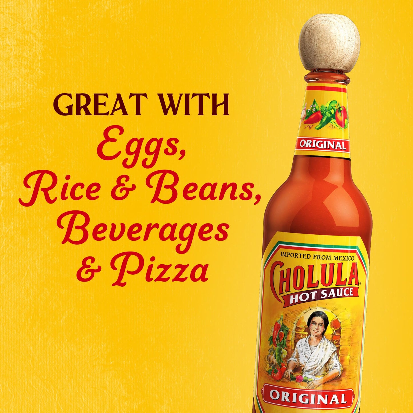 Cholula Hot Sauce, Original, Product of Mexico, Blend of Arbol & Piquin Peppers with Spices for Eggs, Rice, Tacos, Huevos Rancheros & More, 5 fl oz