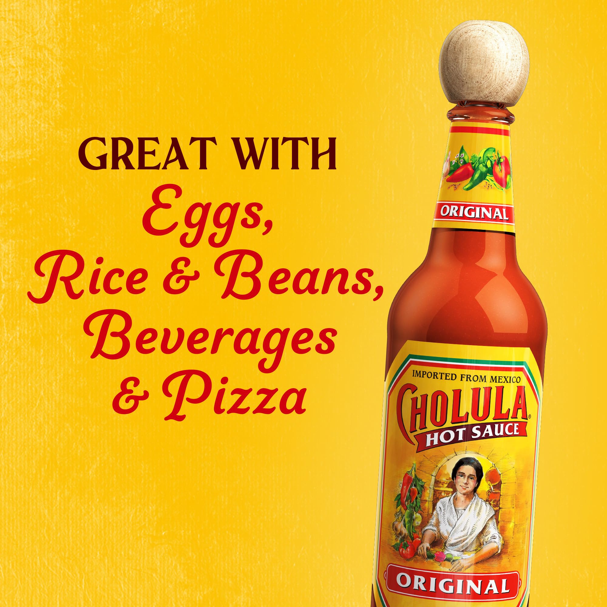Cholula Hot Sauce, Original, Product of Mexico, Blend of Arbol & Piquin Peppers with Spices for Eggs, Rice, Tacos, Huevos Rancheros & More, 5 fl oz
