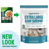Amazon Grocery, Extra Large Raw Shrimp, Tail On, Peeled & Deveined, 16 Oz, Frozen