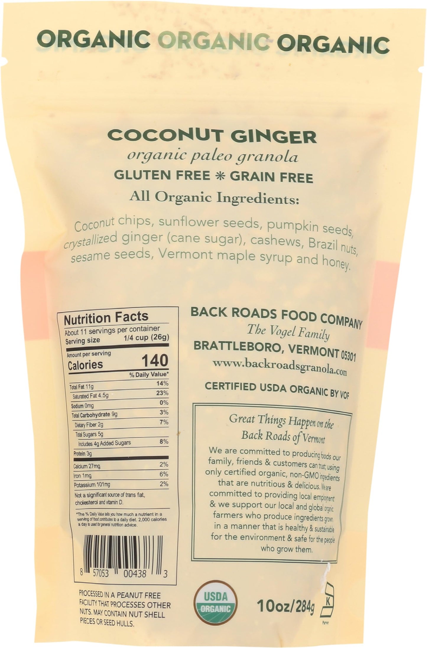 Back Roads, Granola Pineapple Ginger Organic, 10 Ounce